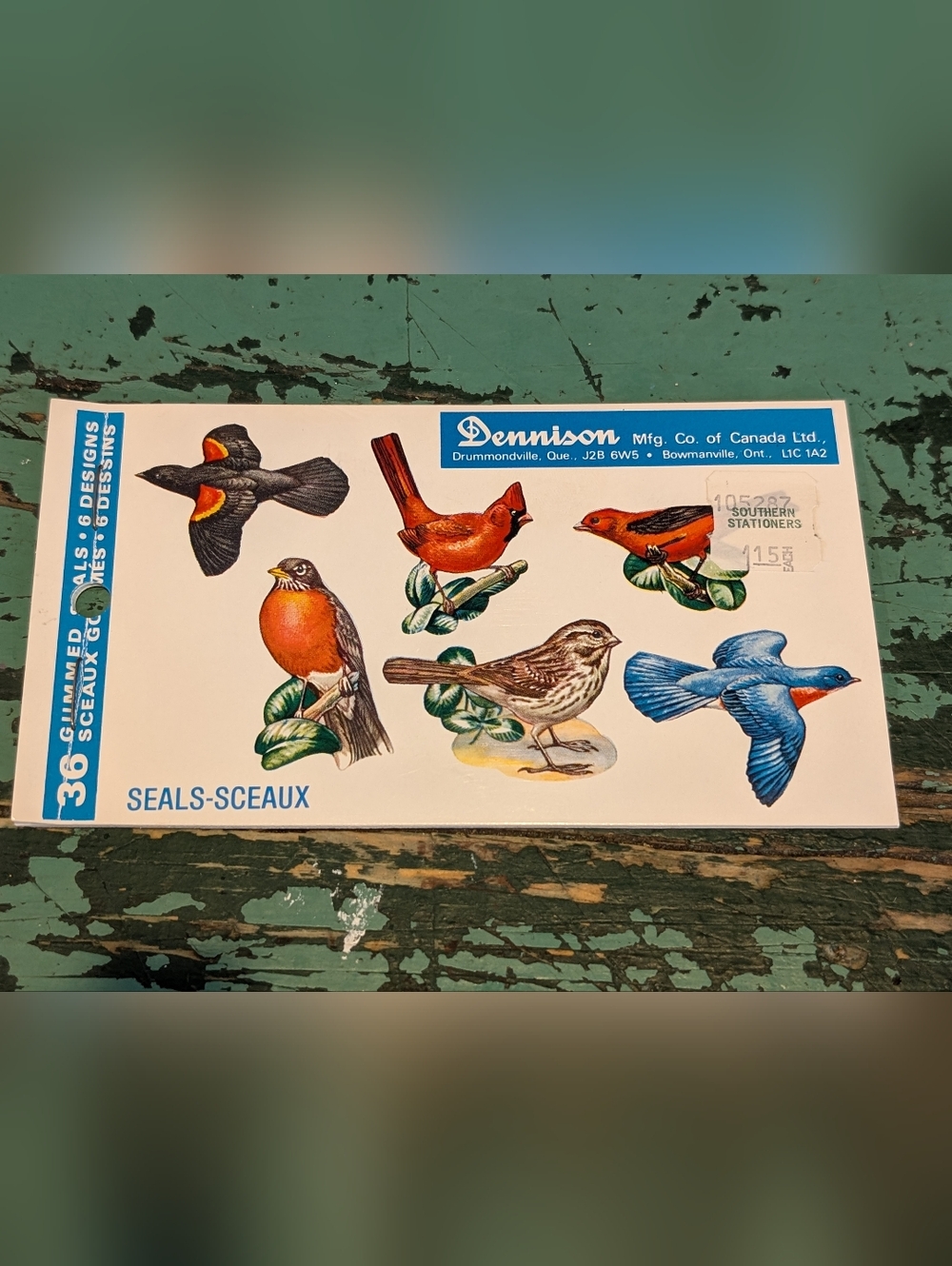 Vintage Dennison Bird Seals Cardinal Blue Bird Sparrow - Missing 5 Seals